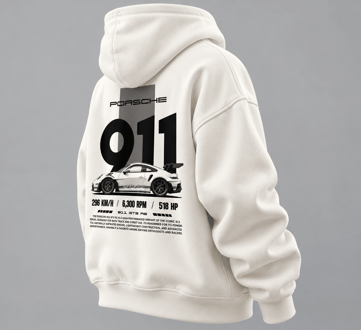 Porsche 911 GT3 RS oversized hoodie with back graphic