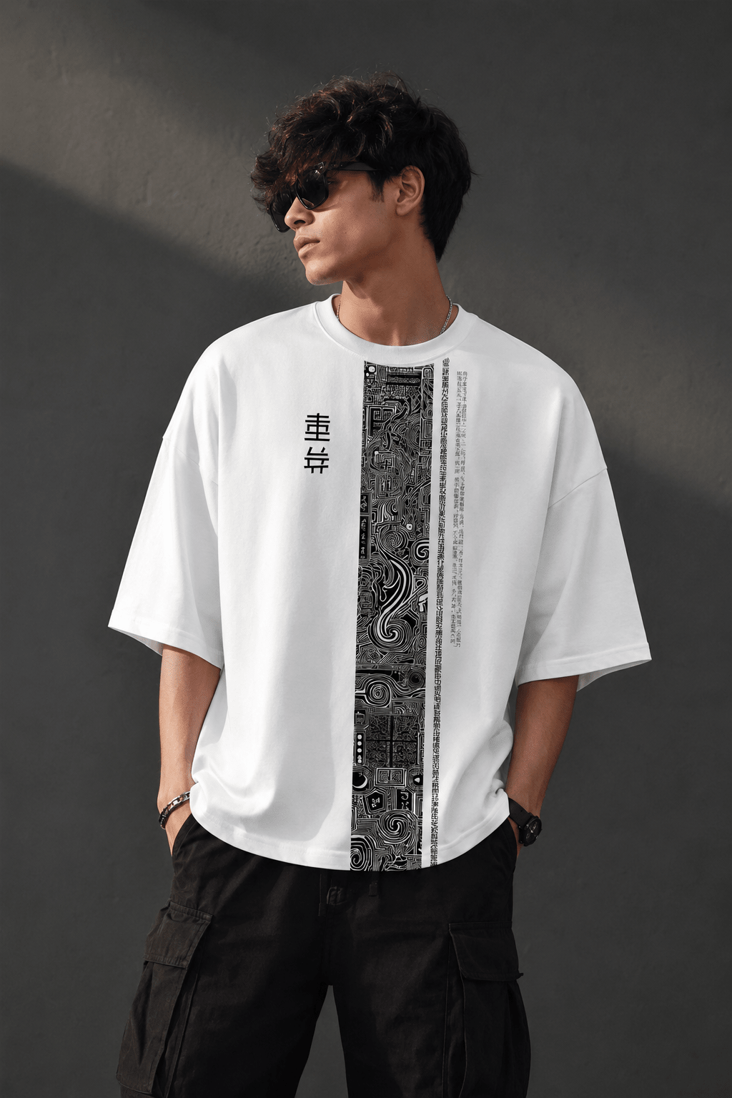 Quote (White) oversized drop shoulder T-shirt by TEEZO Pakistan