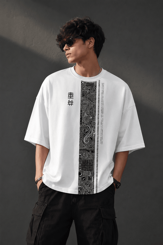 Quote (White) oversized drop shoulder T-shirt by TEEZO Pakistan