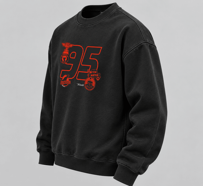 Racing 95 Oversized Sweatshirt – Washed charcoal Black