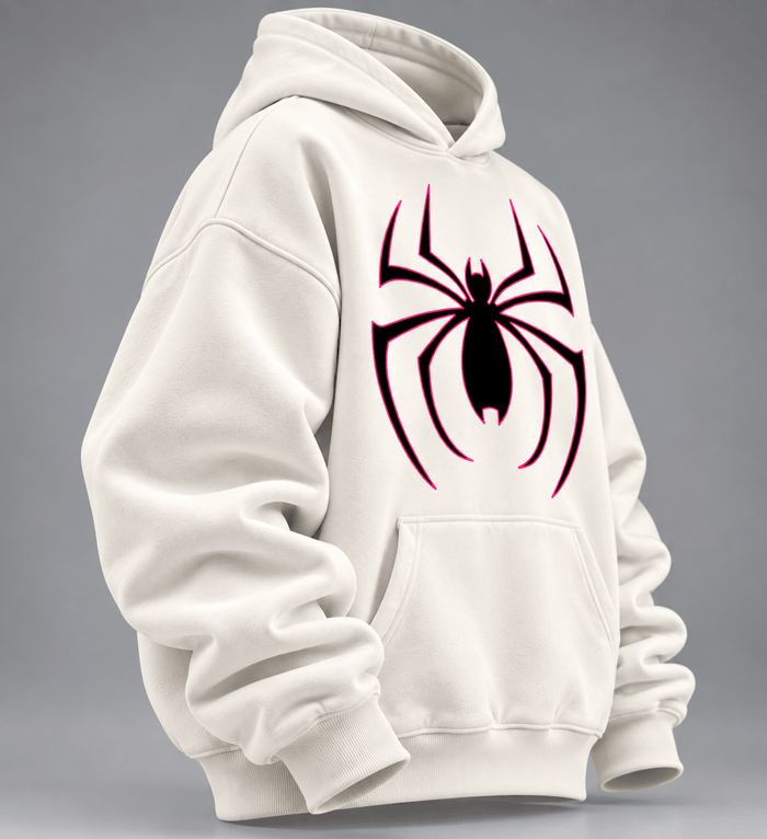 Spider Web Graphic Oversized Hoodie – Off White