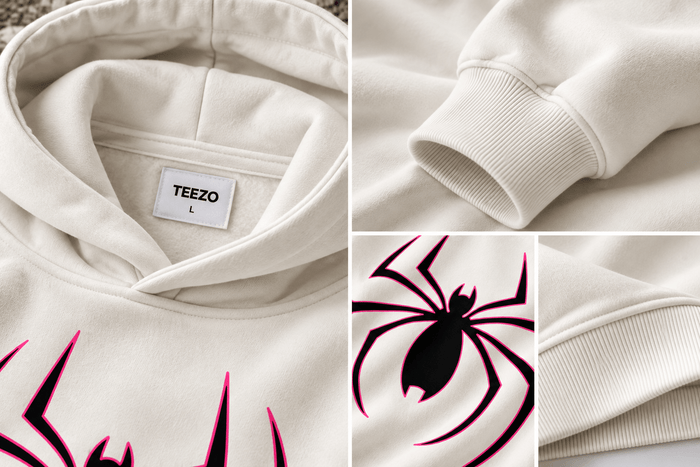 Spider Web Graphic Oversized Hoodie – Off White