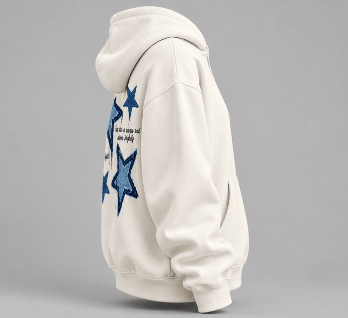 Starry Denim Oversized Graphic Hoodie