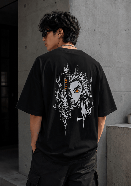 The Sword Face (Black)  oversized drop shoulder T-shirt by TEEZO Pakistan
