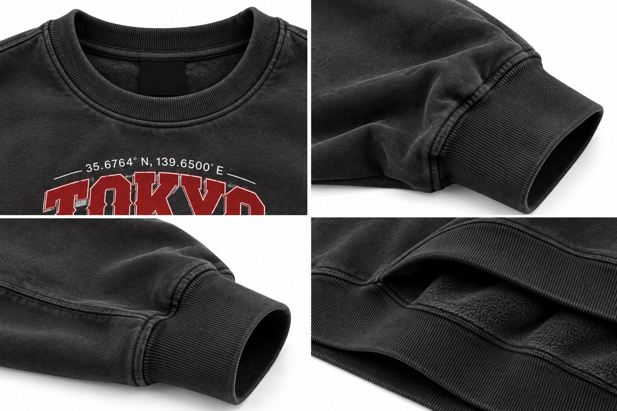 TEEZO Black Tokyo Underground Oversized Graphic Sweatshirt with Red Japanese Sports Car